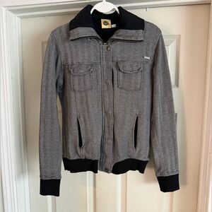 ROXY Gray and Black Zip-Up Jacket